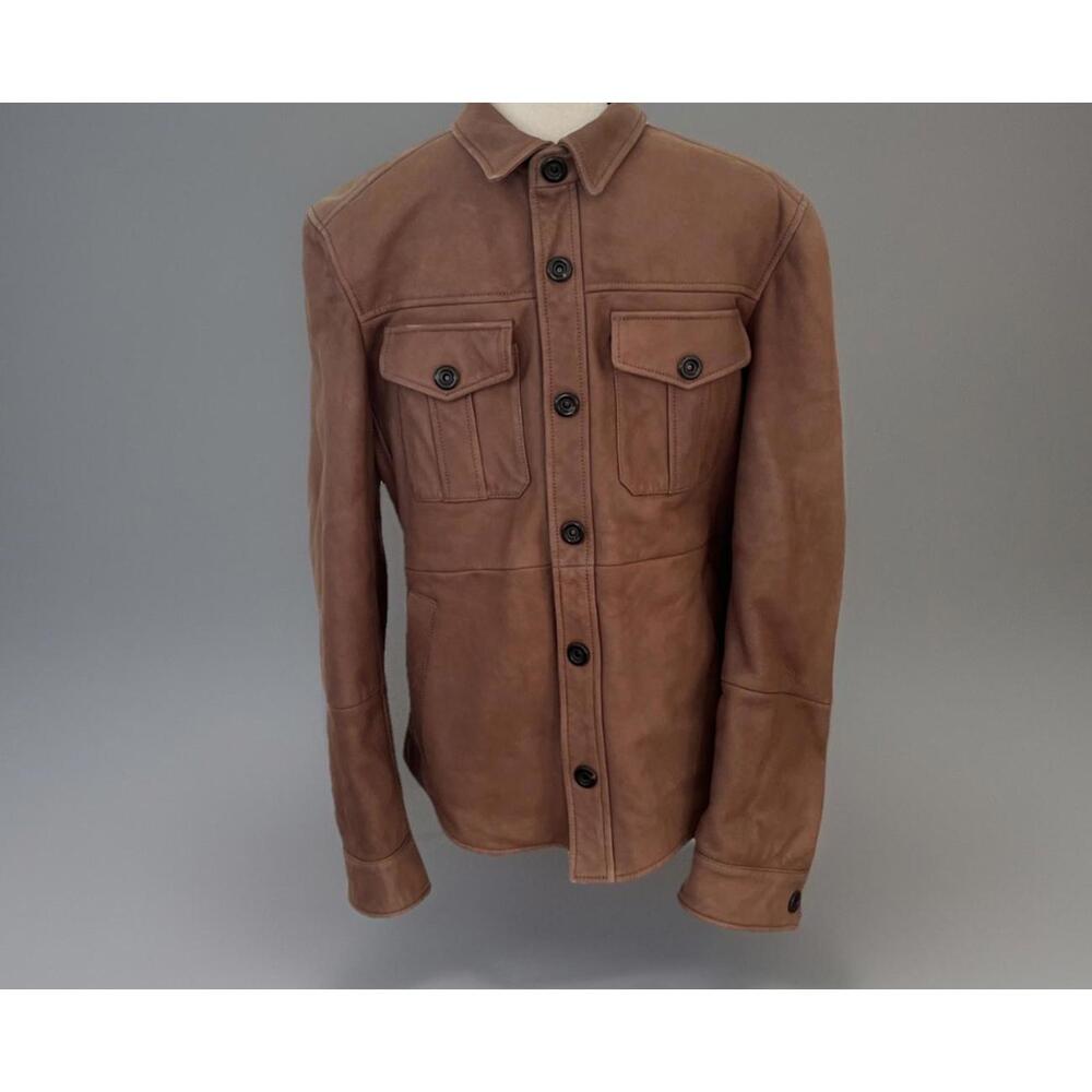 BRUNELLO CUCINELLI MENS JACKET Sz Medium Brown/ Tan Nubuck Shearling Lined NWT